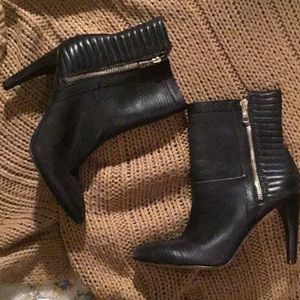 Ann Taylor black leather ankle booties
